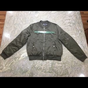 Ambiance terrarium moss satin bomber jacket